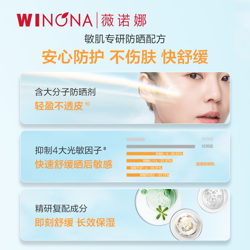 薇诺娜清透防晒乳面部防晒霜隔离遮瑕紫外线敏感肌女正品weinuoma