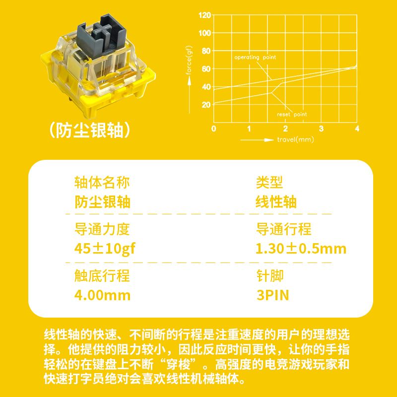 欧特姆outemu高特轴金粉轴/防尘银轴/海洋轴定制机械键盘轴体开关 - 图1