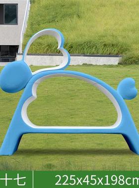 双拼卡通兔子装饰座椅玻璃钢雕塑商场景区游乐园拍照打卡美陈摆件