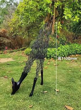 大型金属钢丝鹿创意镂空摆件北欧风格家居动物抽象落地雕塑品