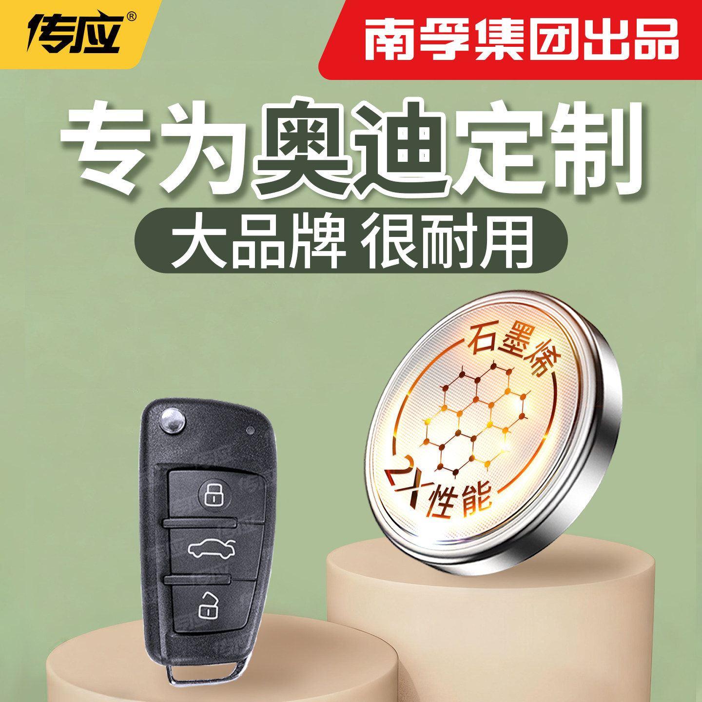 【南孚传应】适用于奥迪A6L/A4L/Q5L/A1汽车钥匙电池遥控器纽扣A2,淘宝优惠券,粉丝福利购,淘宝优惠卷
