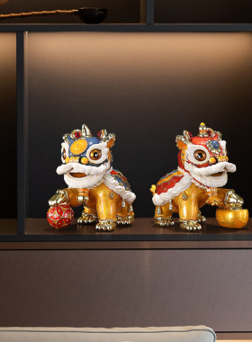 国潮醒狮子摆件舞狮玄关装饰品新年贺岁礼品结婚开业乔迁新居礼物