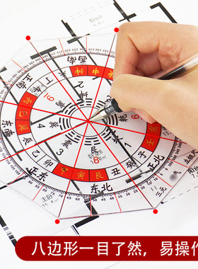 三元里气立极尺户型图布局专用定位尺八边形亚克力透明罗盘