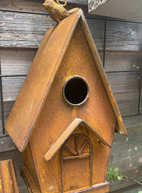 极速美式铁艺小鸟l窝小房子花园阳台庭院户外鸟屋装饰挂件园艺杂