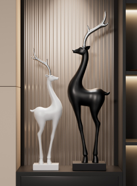 招财鹿进门玄关装饰摆件轻奢简A约现代客厅工艺品乔迁新居礼物