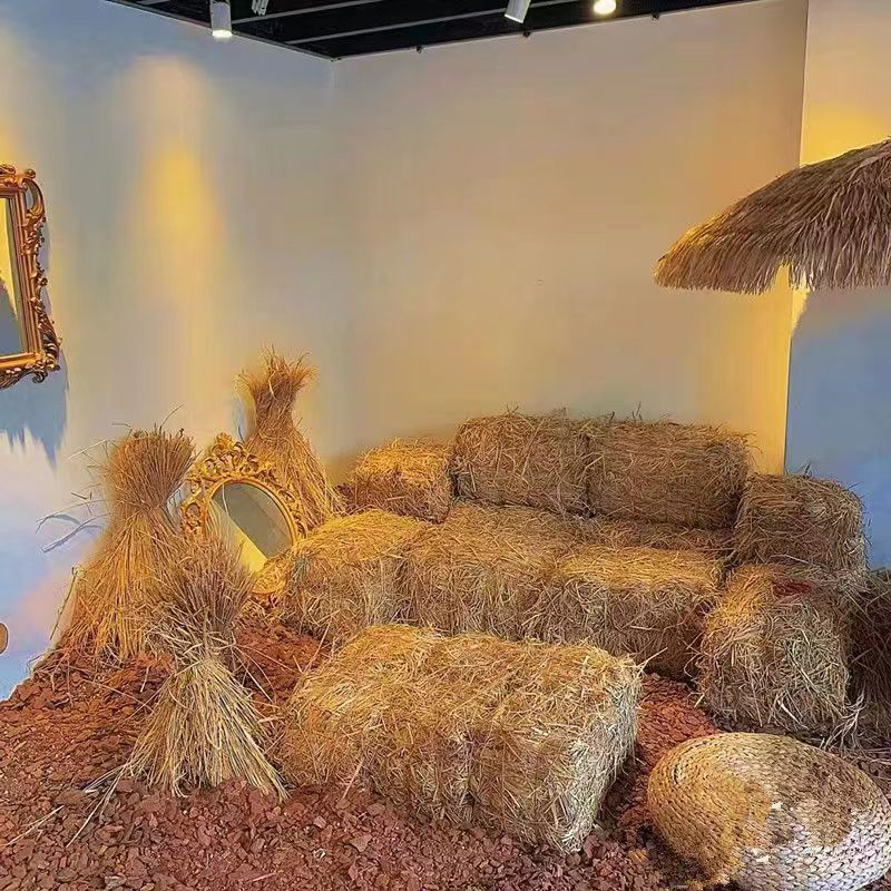 草墩 草垛圆形方形草垛子农家乐装饰稻草草垛凳子拍摄道具干稻草 - 图2