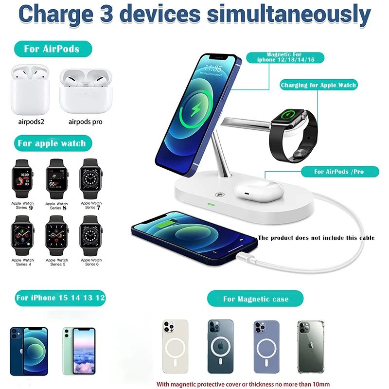 in 1 macsafe Wireless Charger For iPhone 15 14 1 12 Pro M-图0