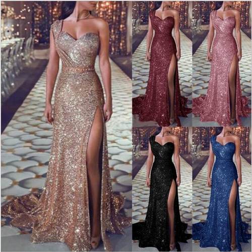 2023 one-shouldered hot women's evening gown in perm - 图0