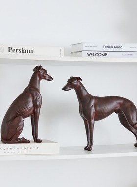 现代简约创意家居装饰品杜宾犬艺术小狗树K脂动物雕塑客厅桌面摆