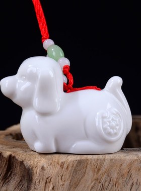 属相小鸡动物挂件创意牛符本命年装D饰品十二生肖摆件鼠狗马陶瓷