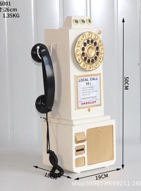 复古铁艺老式挂墙打卡模型网红电话机背J景店铺酒吧装饰品创意摆
