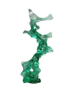 酒店大堂小鸟动物透明树脂工艺品摆件客厅玄关鹿头艺术雕塑摆件