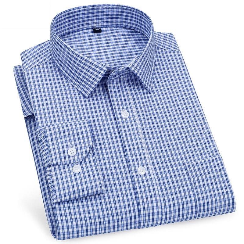 Plus Size Mens Plaid Dress Shirts for Man Formal Shirt 2024 - 图1