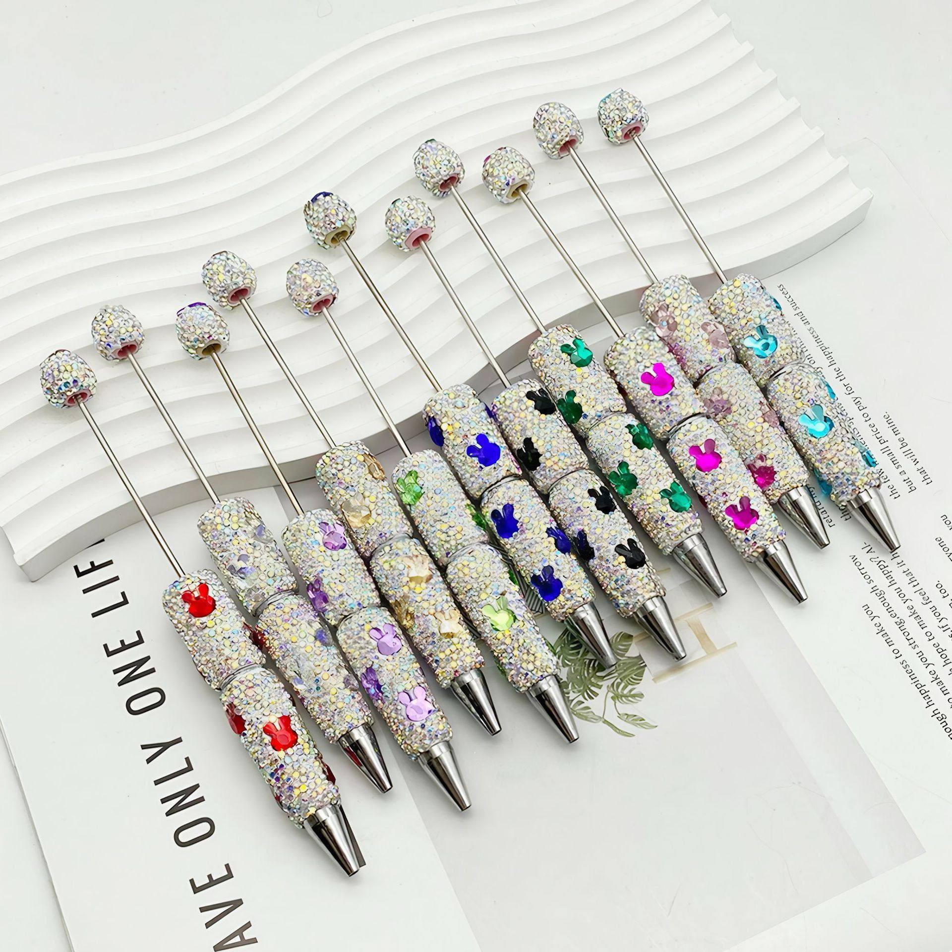 重工七彩兔兔满钻串珠笔彩虹光泽米老鼠钻石圆珠笔端轻奢萌粒笔,淘宝优惠券,粉丝福利购,淘宝优惠卷