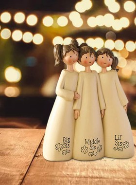 天使姐妹友谊雕塑桌面客厅家居圣诞节树脂工艺品装饰摆件现代