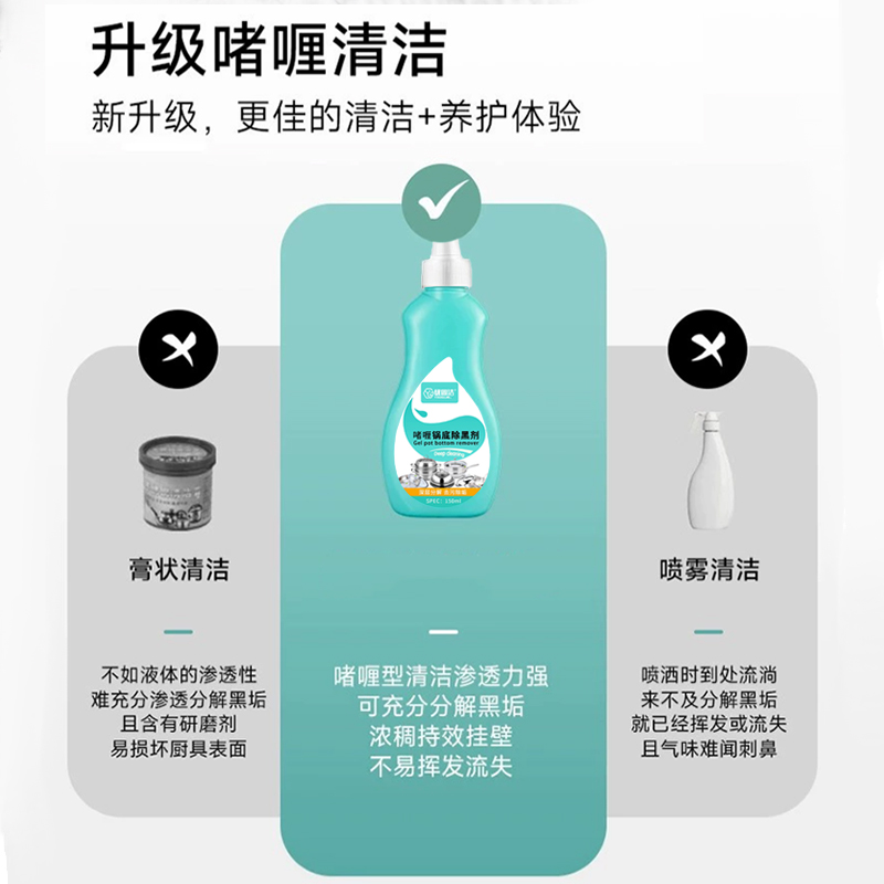 锅底黑垢清洁剂厨房洗锅具油污强力去污啫喱清洁除黑剂除锈神器XZ - 图0