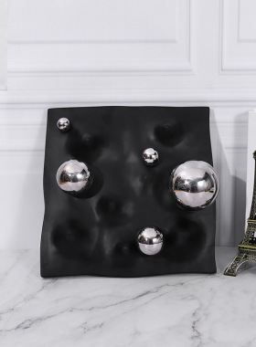 现代简约黑白树脂动m感棋盘摆件客厅样板间电视柜玄关家居软装饰