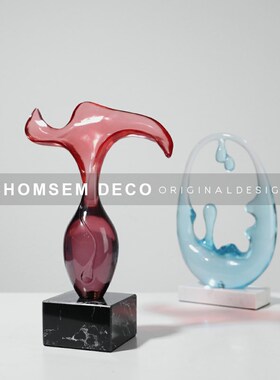 现代样板间蓝色创意几何书柜酒柜摆件客厅玄关电T视柜桌面装饰摆