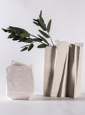 现代极简3D立体打印陶瓷花瓶摆B件插花器样板房间酒店家居客厅饰