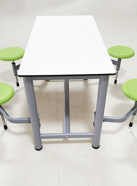新品食堂餐桌椅可伸缩四人连体餐桌椅学校食堂员工餐厅可伸缩餐桌