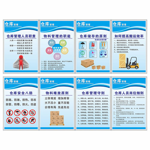 仓库先进先出仓储原则提示牌仓库重地防晒防潮标识爱惜物料杜绝浪-图3