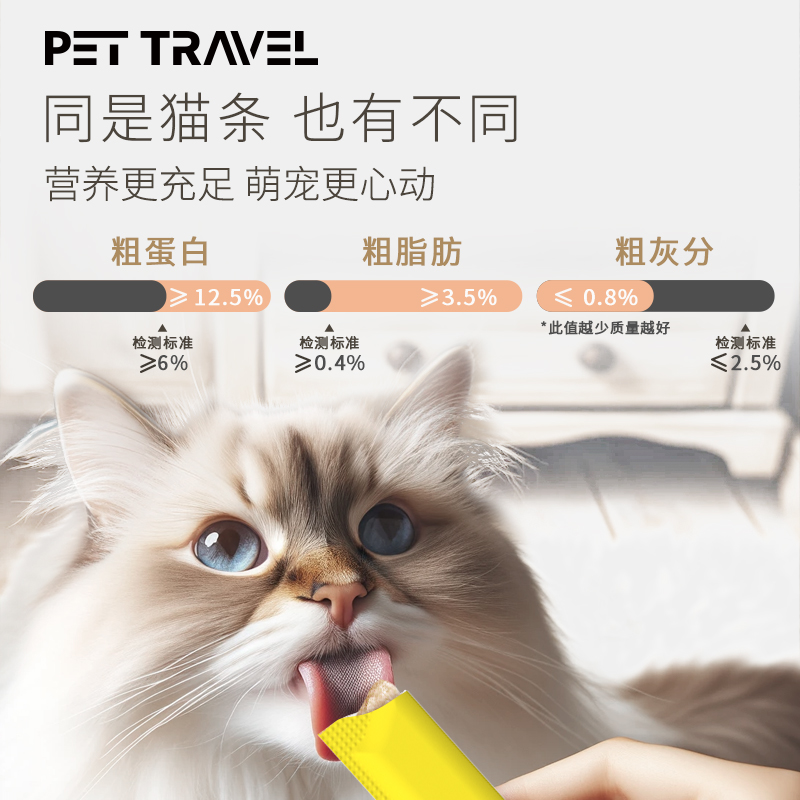 Pet Travel 派追 猫咪猫条零食湿粮无添加 15g*10支 四包自由搭配 - 图1