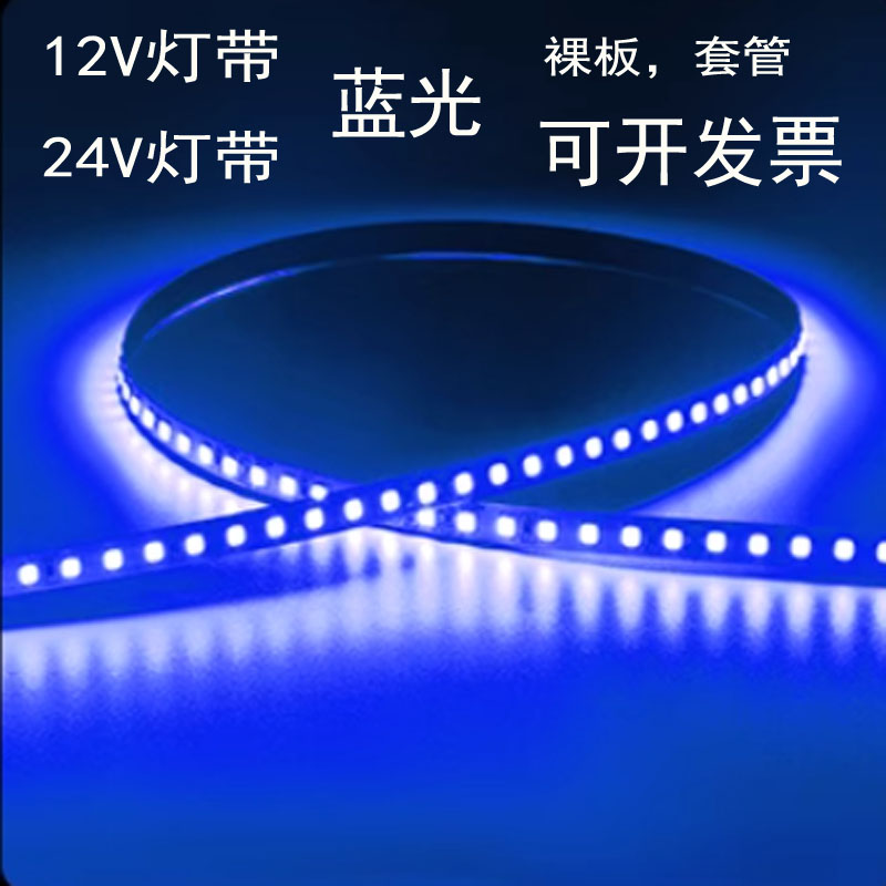 LED灯带 12V超高亮120灯珠红光蓝光绿光黄防水贴片LED车用软灯条 - 图0