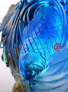 艺源 琉璃鸿运平安花瓶新居摆件创意H家居送朋友新婚结婚婚庆礼物