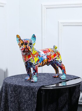 客厅玄关书架仿真树脂工艺品动物装饰小摆件狗狗法U斗创意家居摆