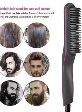 款外贸小胡子梳迷你便携防烫升温快三档调温离子顺发梳直发器