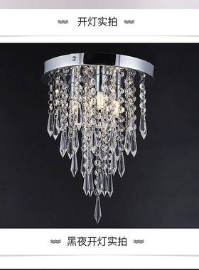 轻奢珠水晶过道灯玄关客厅装饰水中山灯具吸顶灯欧美