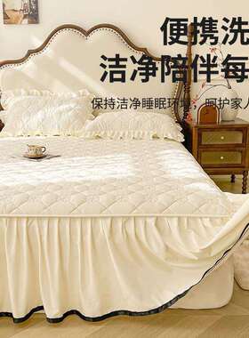 2025新款加厚夹棉床裙式床罩单件落地下摆防滑床单1.5m1.8米加棉