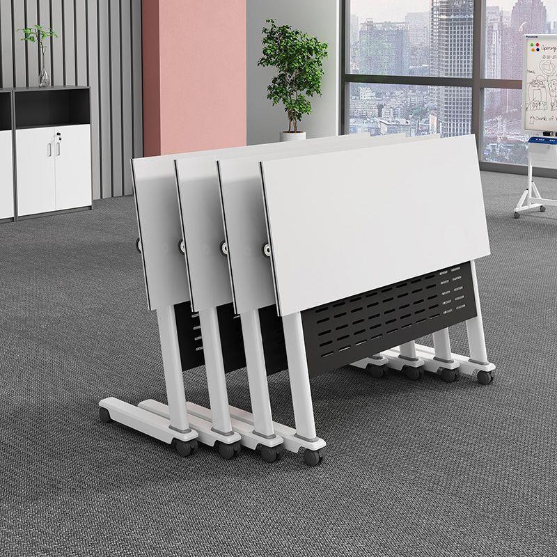 培训桌椅组合翻板办公可桌移动长条桌带轮子多功能拼接折叠会议桌 - 图1