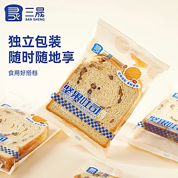 三晟无蔗糖核桃红豆全麦吐司500g[10元优惠券]-寻折猪