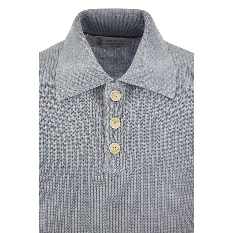 BRUNELLO CUCINELLI Linen and cotton half-rib knit polo shir - 图2