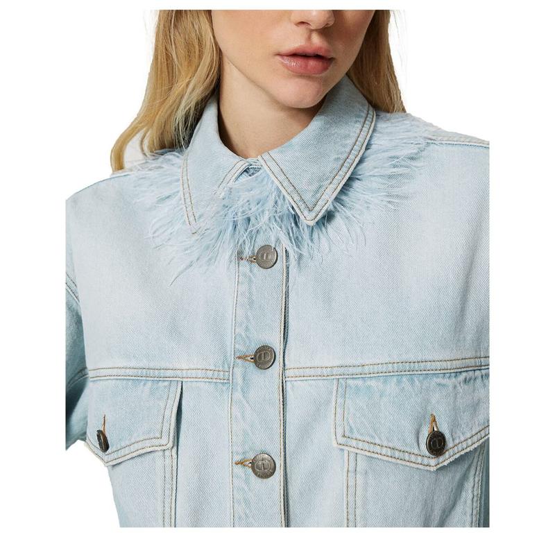 TWINSET  DENIM JACKET WITH FEATHER - 图3