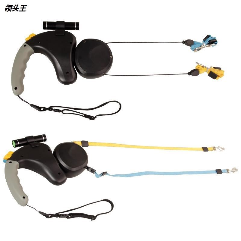 遛狗用品a双头牵引绳一拖二新品工厂直供自带射灯卡扣控制伸缩长,淘宝优惠券,粉丝福利购,淘宝优惠卷