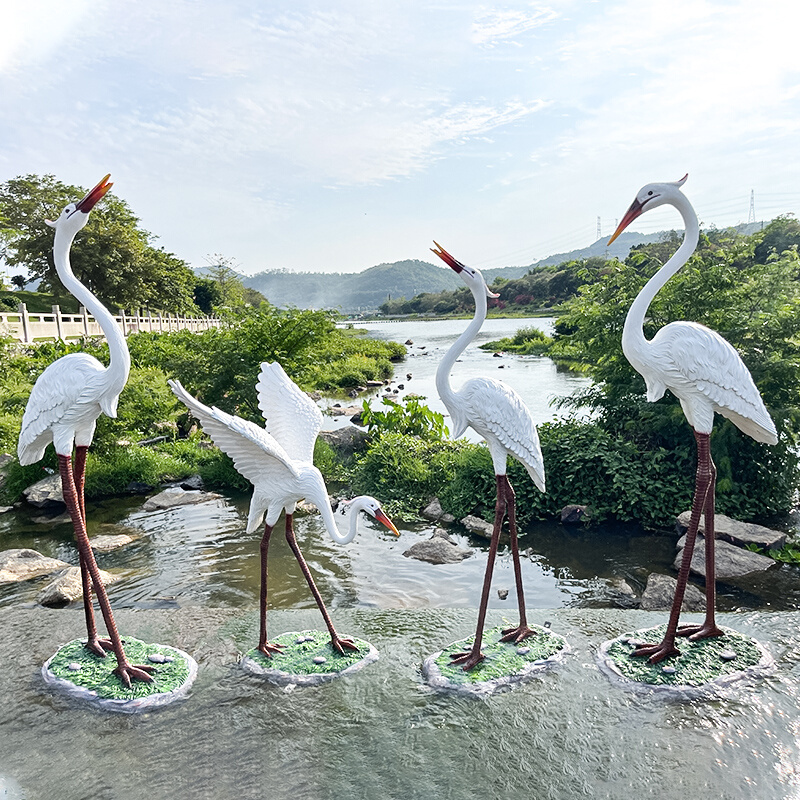 玻璃钢仿真白鹭雕塑仙鹤售楼部公园户外水池造景园林景观装饰摆件 - 图2