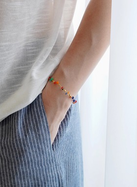 JoJo｜设计师款小众精工双层多巴胺糖果色天然贝壳串珠项链锁骨链