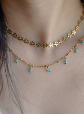 设计师小清新镀18k金花朵项链