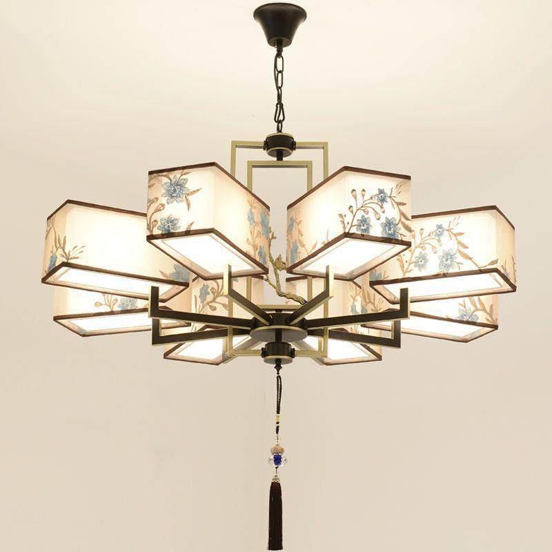 新中式吊灯客厅卧室中国风布艺刺绣灯具简约餐厅灯,淘宝优惠券,粉丝福利购,淘宝优惠卷