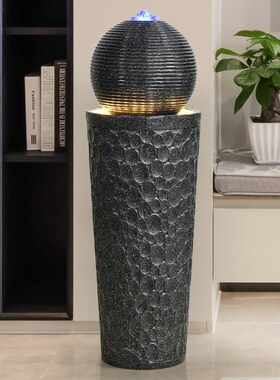 中式流水招财喷泉摆件球客厅室内装饰落地开业送礼Y循环加湿器