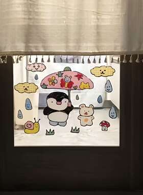 【新家的100个快递】企鹅涂鸦玻璃贴静电高颜值窗花家用装饰新款