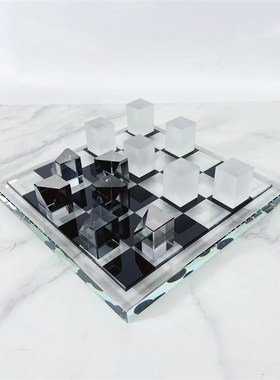 欧式水晶博弈象棋棋盘客厅软装饰品摆件样板间S配饰创意家居书房