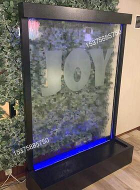 玻璃流水墙入户隔断水幕r喷泉灯光室内玄关庭院装饰造景水幕墙屏