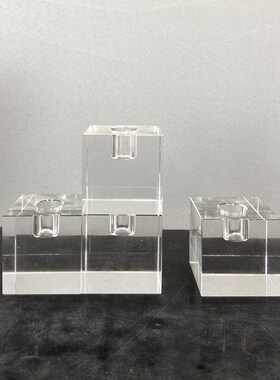 现代简约水晶方体烛台摆件浪漫烛光样板房售楼处蜡V烛摆设软装饰