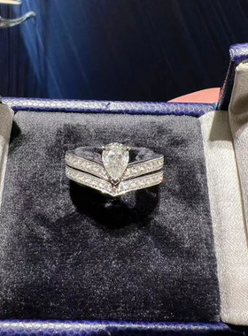 尚美定制新白鹭钻戒深V戒指