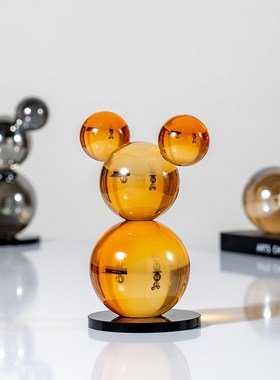 现代轻奢水晶玻璃几何摆件设计师透明气泡模型魔T方软装样板房摆