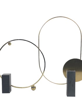 现代轻奢大理石h金属几何圆环屏风摆件简约家居样板间客厅玄关饰