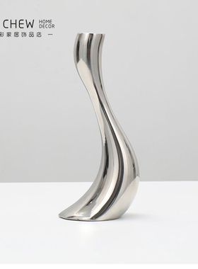 现代轻奢餐桌银色金属天鹅蜡烛台摆件G样板间客厅餐厅浪漫烛光晚